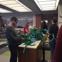 Everyone working hard on Haunted Dinos