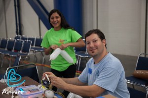 Todd and a smiling volunteer 