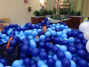 Todd in a sea of balloons
